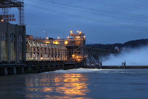 12591587 - dusk at conowingo hydroelectric station, md, usa